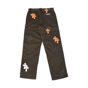 Chrome Hearts Leather Cross Double Knee Pants Brown